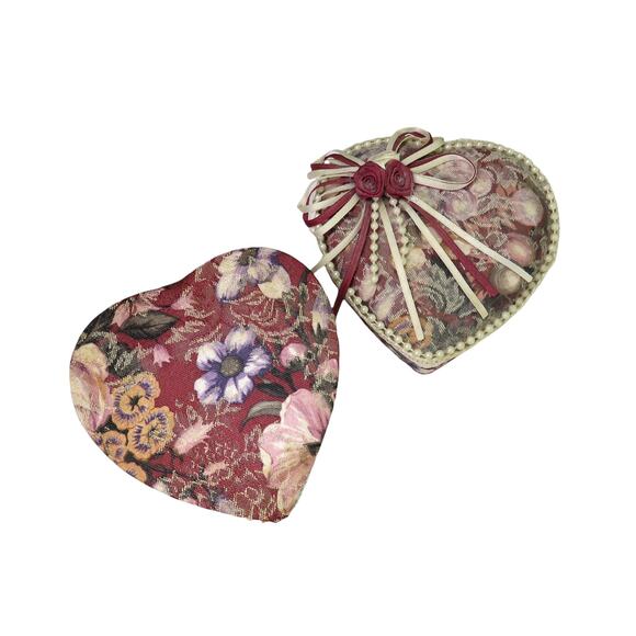 1980s Vintage Handmade Grandmacore Heart Shaped Jewelry Box with Pearls - Picture 3 of 6